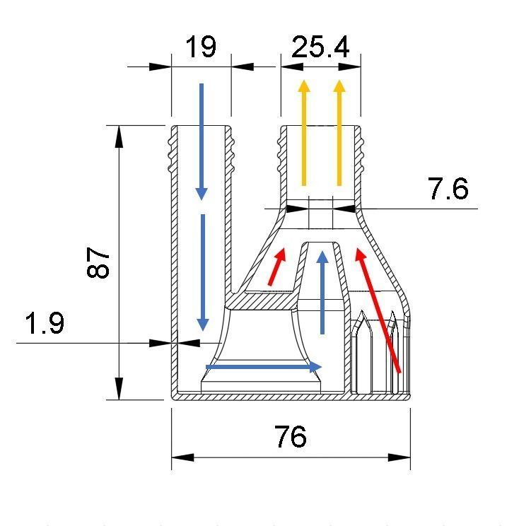 180 degree angled Water Suction Jet Pump Ejector vacuum 3D print model_1