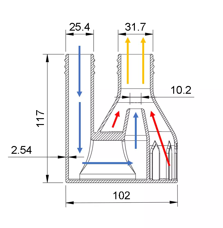 180 degree angled Water Suction Jet Pump Ejector vacuum 3D print model_0
