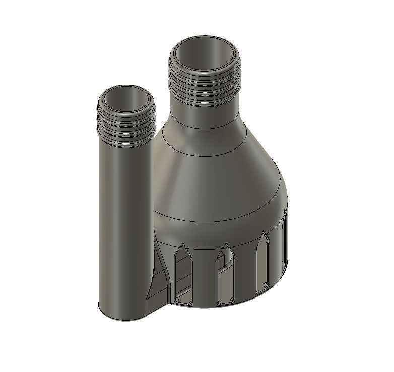 180 degree angled Water Suction Jet Pump Ejector vacuum 3D print model_9