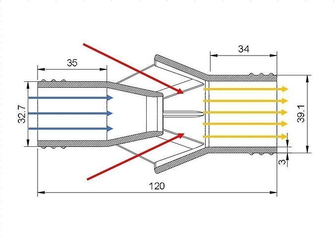Water Suction Jet Pump Ejector vacuum 4 different sizes 3D print model