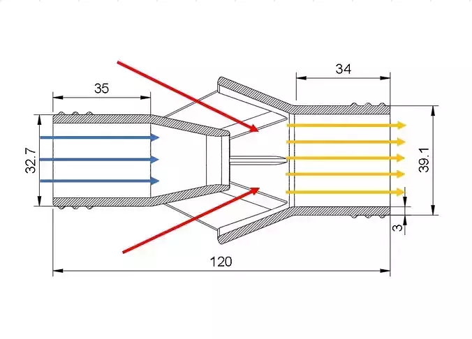 Water Suction Jet Pump Ejector vacuum 4 different sizes 3D print model