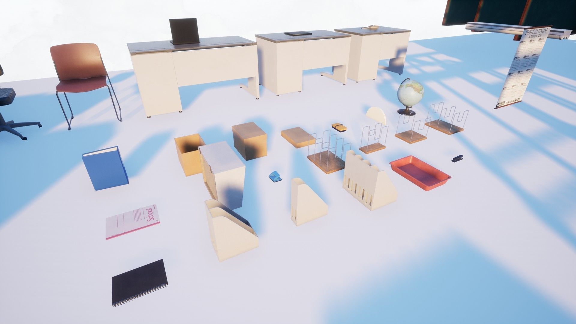 Japanese Teachers Lounge Pack Low-poly 3D model_13