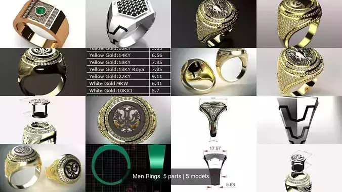 Men Rings  5 parts