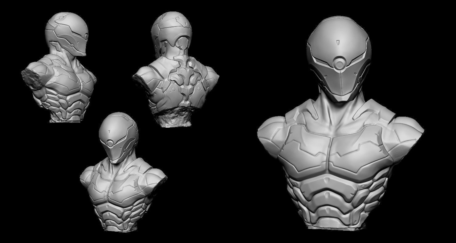 Cyborg Ninja Bust 3D print model_5