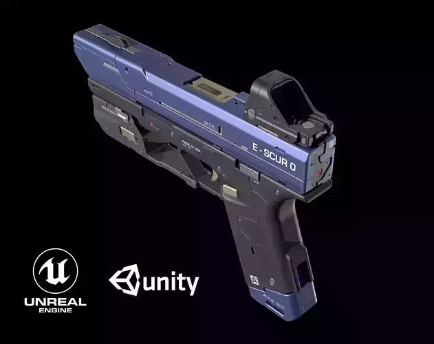 Sci-fi Pistol Low-poly 3D model