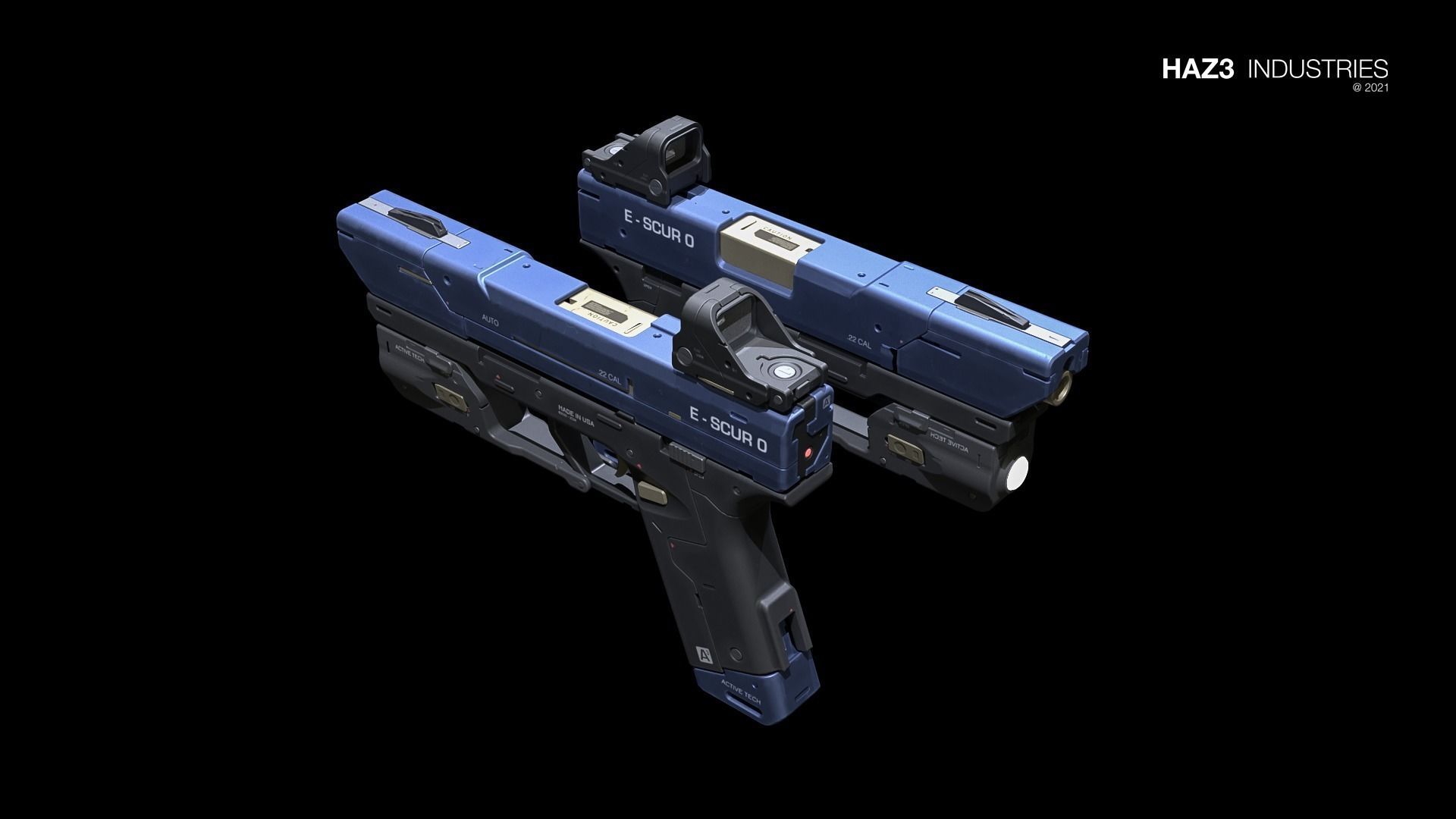 Sci-fi Pistol Low-poly 3D model_5