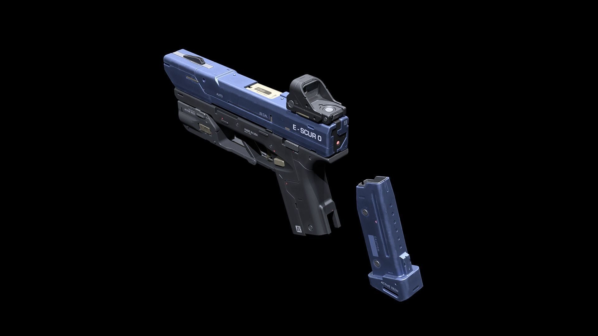 Sci-fi Pistol Low-poly 3D model_3