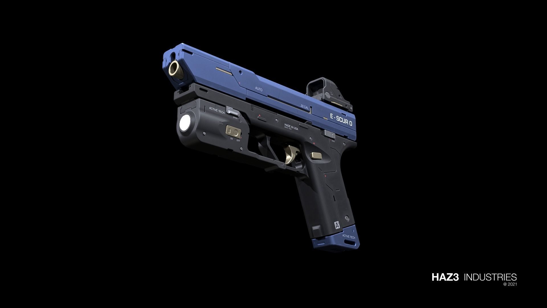 Sci-fi Pistol Low-poly 3D model_2