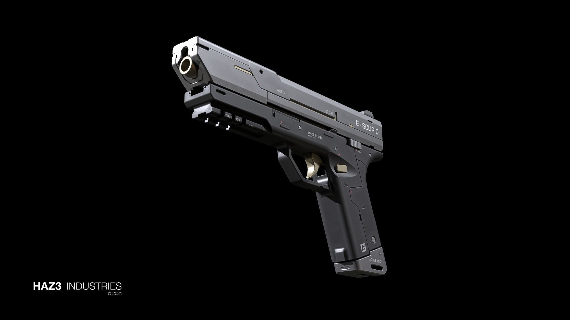 Sci-fi Pistol Low-poly 3D model_9