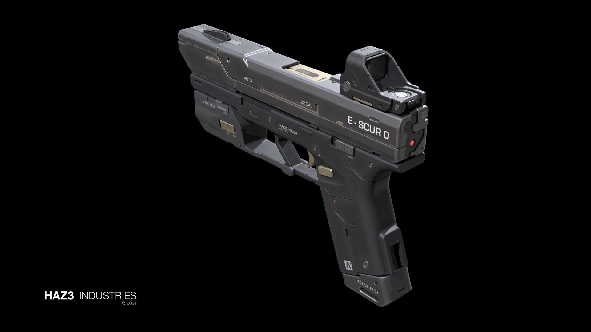 Sci-fi Pistol Low-poly 3D model_10
