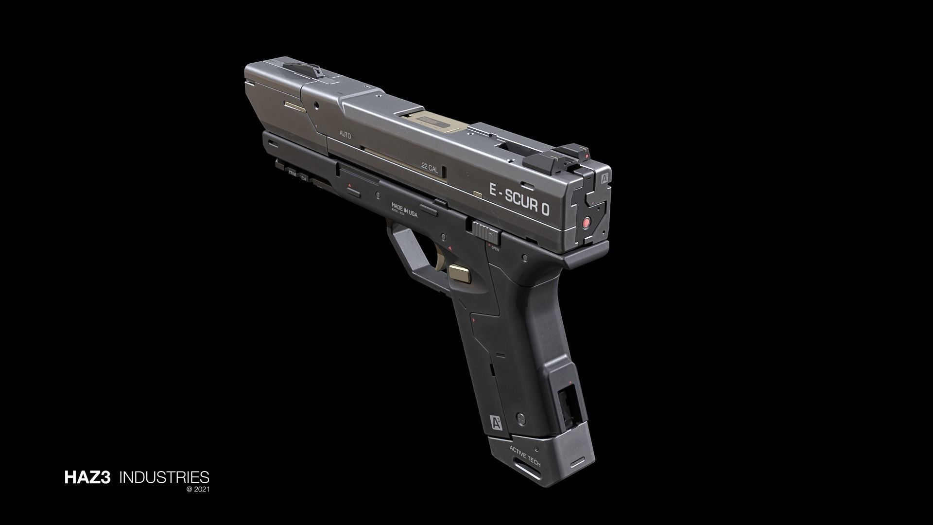 Sci-fi Pistol Low-poly 3D model_8