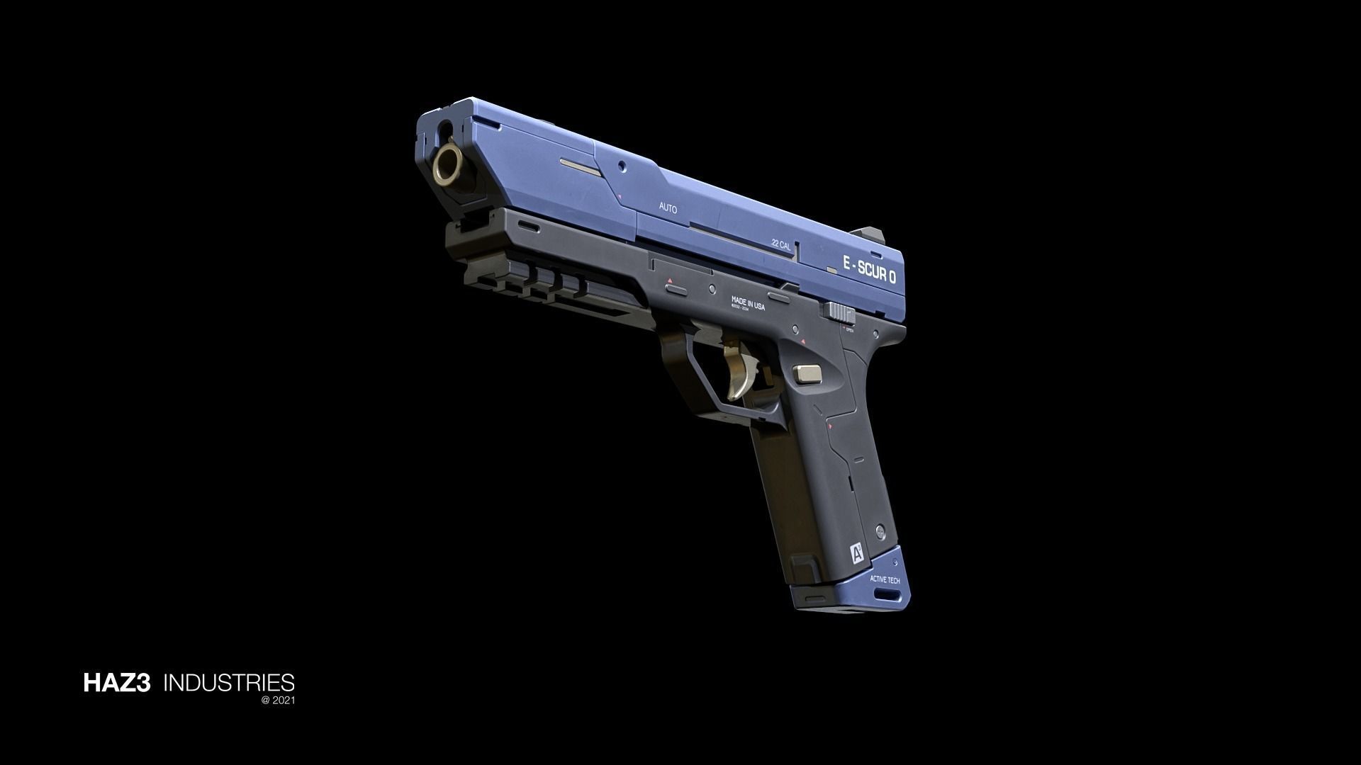 Sci-fi Pistol Low-poly 3D model_7