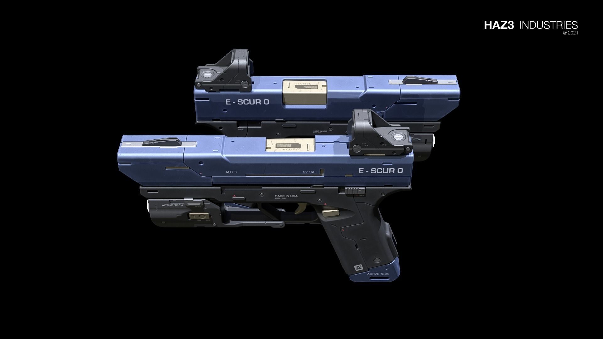 Sci-fi Pistol Low-poly 3D model_4