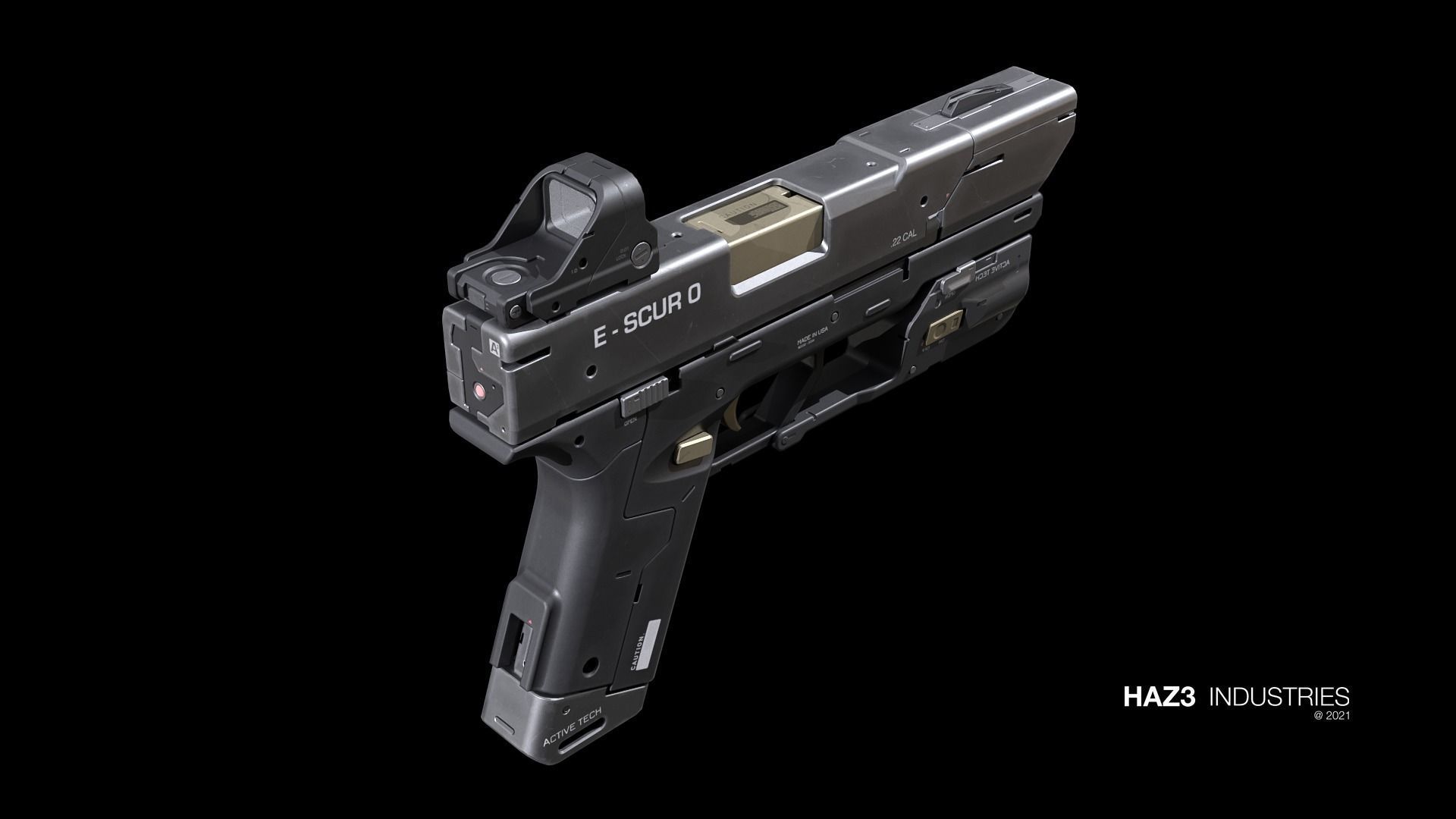 Sci-fi Pistol Low-poly 3D model_11