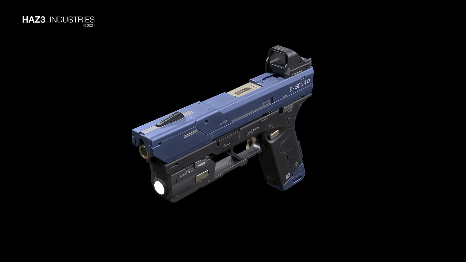 Sci-fi Pistol Low-poly 3D model_1