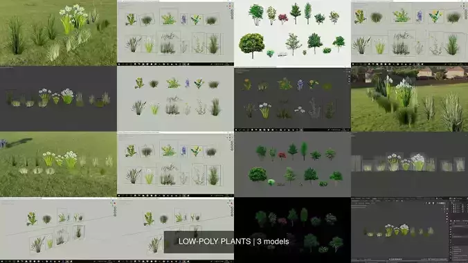LOW-POLY PLANTS and trees 3D Model Collection