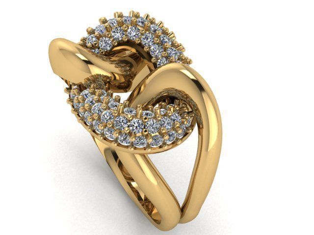 B-129 gold ring with diamonds 3D print model_3