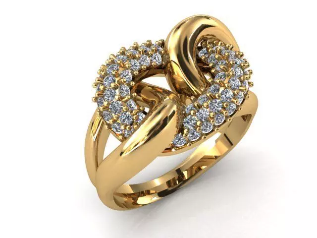 B-129 gold ring with diamonds 3D print model_0