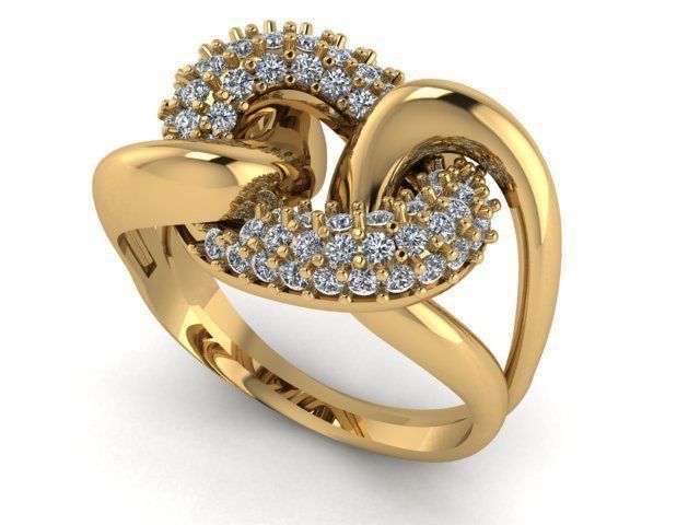B-129 gold ring with diamonds 3D print model_2