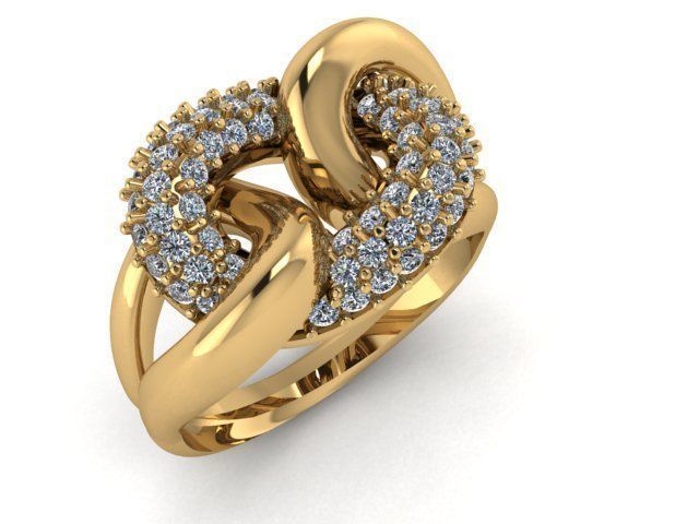 B-129 gold ring with diamonds 3D print model_6