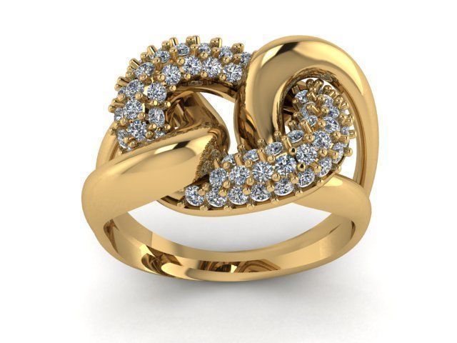 B-129 gold ring with diamonds 3D print model_1