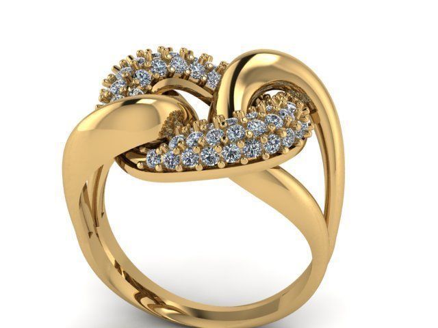 B-129 gold ring with diamonds 3D print model_7