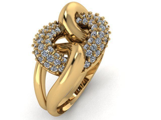 B-129 gold ring with diamonds 3D print model_5