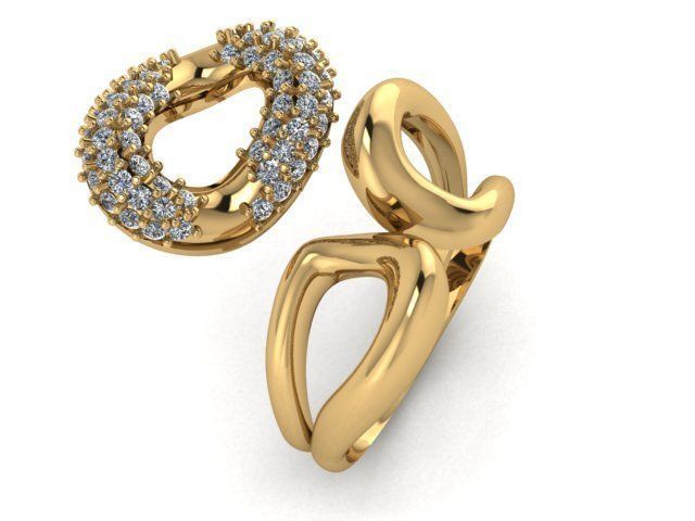B-129 gold ring with diamonds 3D print model_9