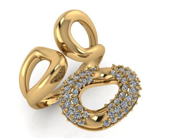 B-129 gold ring with diamonds 3D print model_11