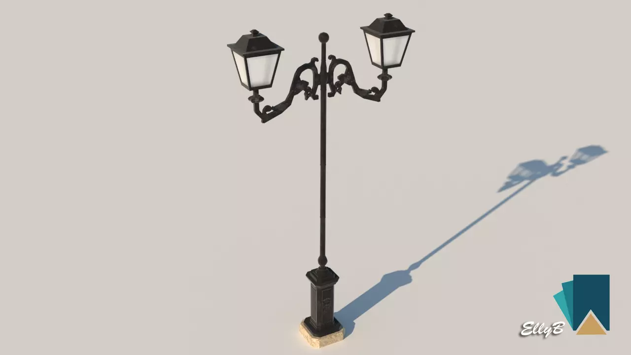 European Street Lamp Low-poly 3D model_0
