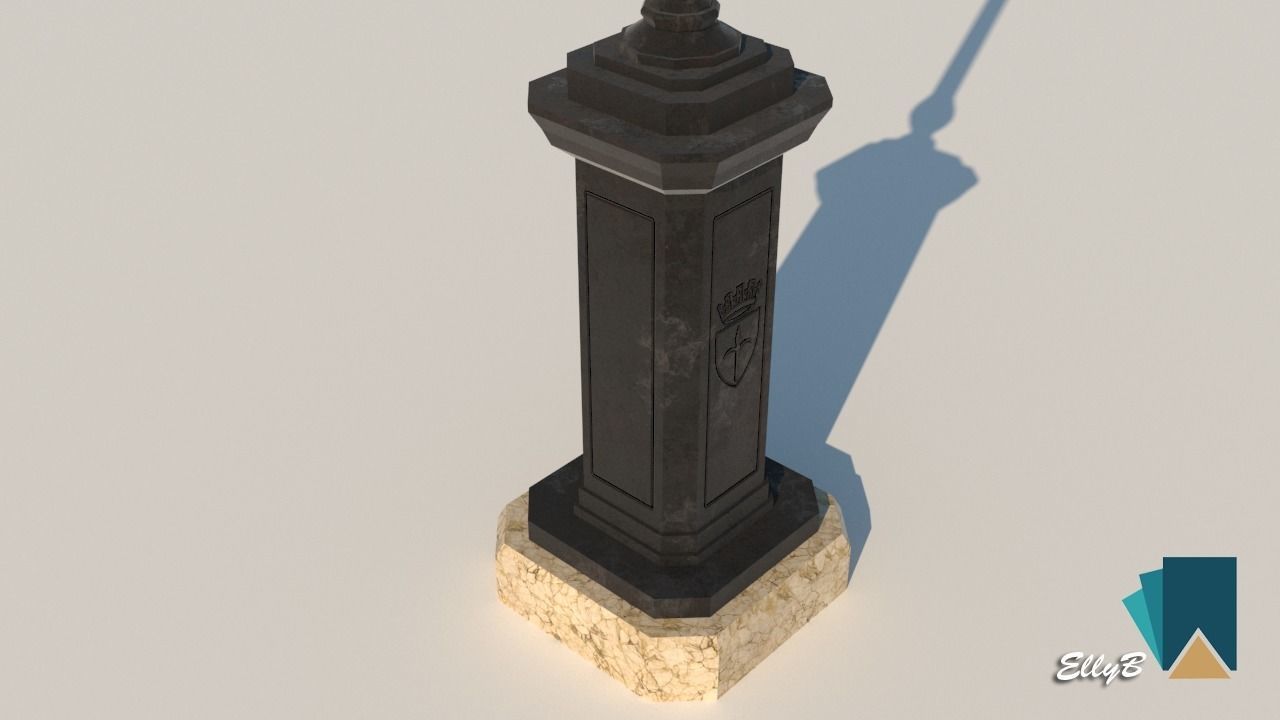 European Street Lamp Low-poly 3D model_3