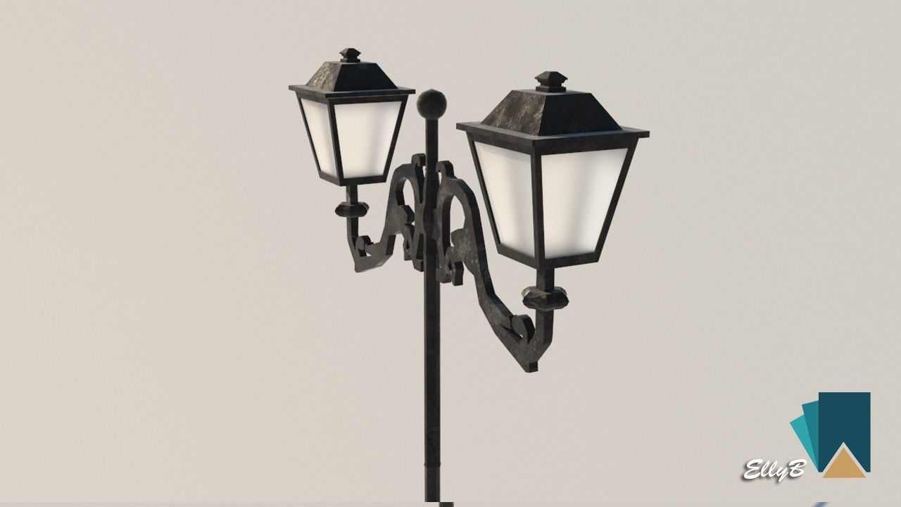 European Street Lamp Low-poly 3D model_5