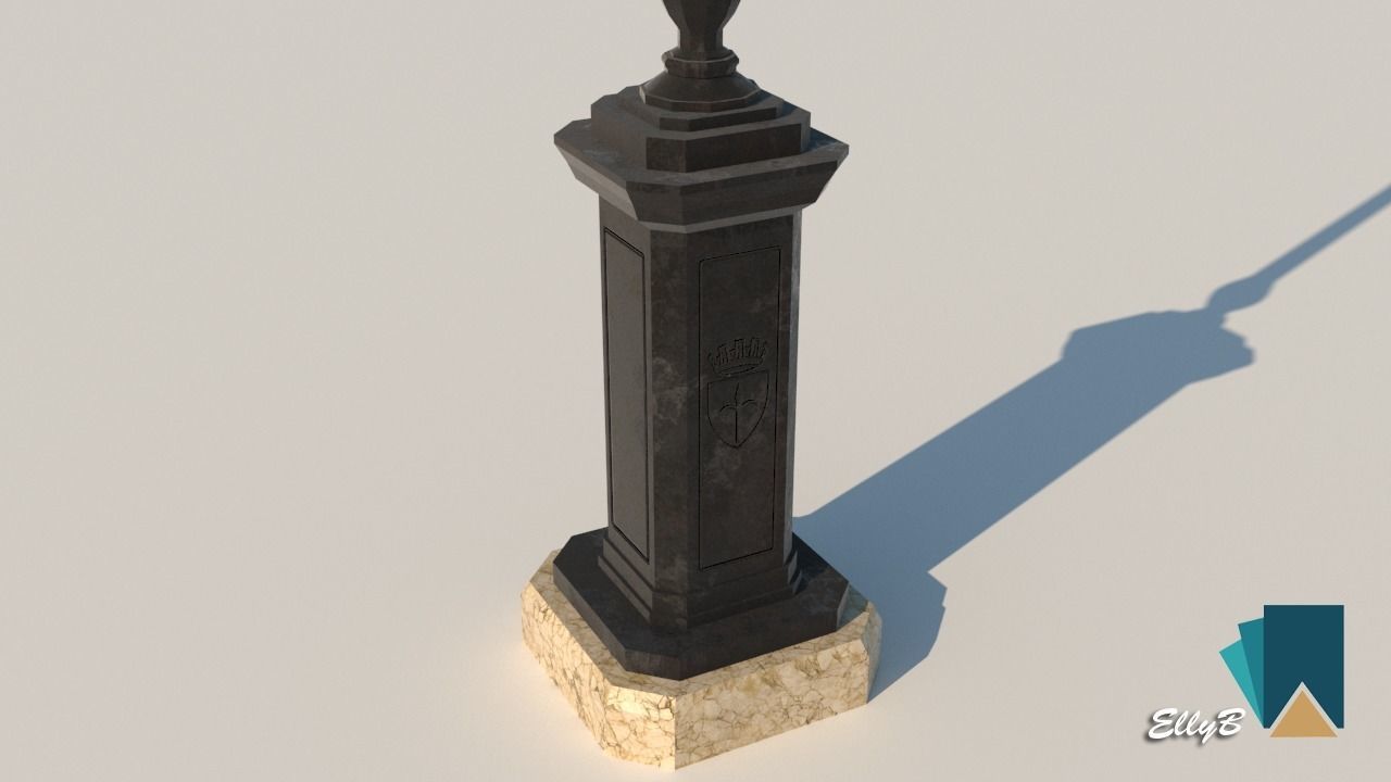 European Street Lamp Low-poly 3D model_1