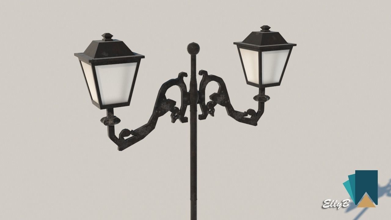 European Street Lamp Low-poly 3D model_4