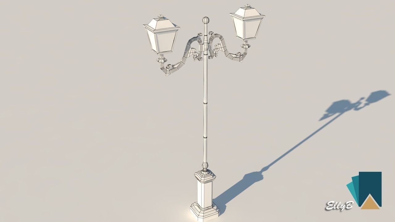 European Street Lamp Low-poly 3D model_7