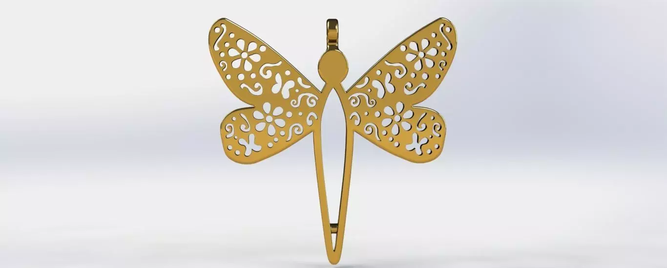 Golden Dragonfly pendant Free 3D print model