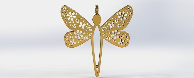 Golden Dragonfly pendant Free 3D print model