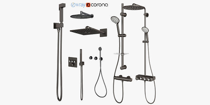 Shower systems Grohe and CEA set 113 3D model