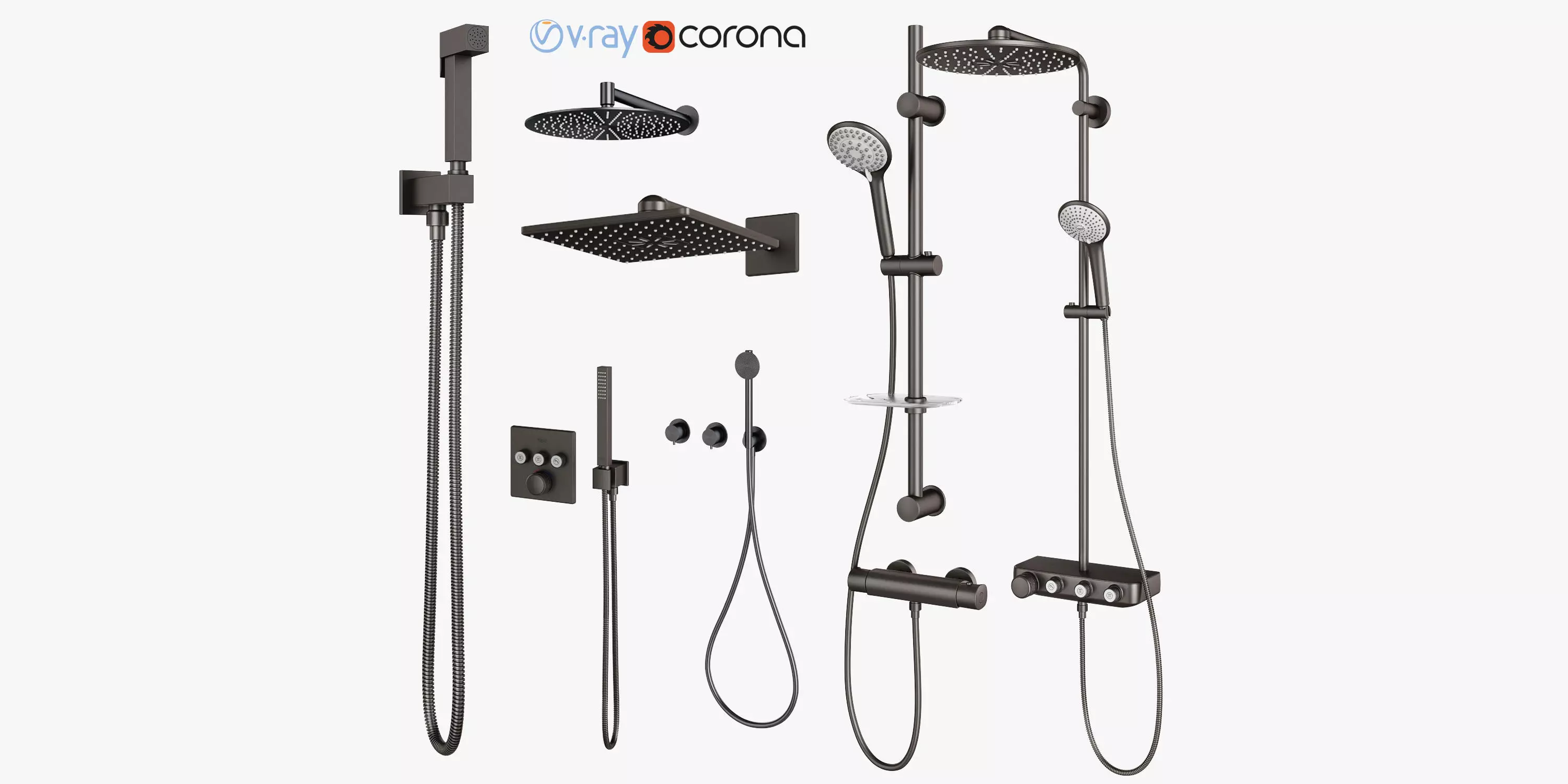 Shower systems Grohe and CEA set 113 3D model_0