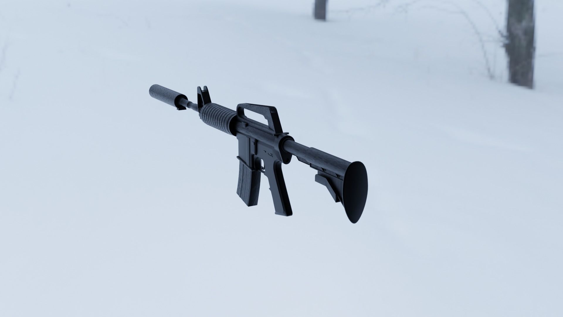 M4A1 - S ar rifle in snow 3D model