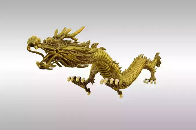 Chinese Gold Dragon Low-poly 3D model