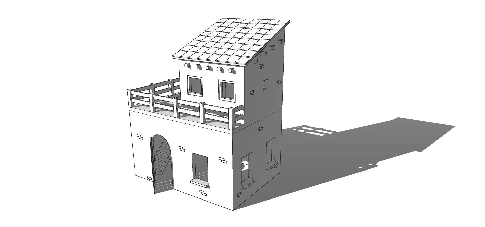 Low polygon village house Casa de pueblo bajo poligonaje Low-poly 3D model