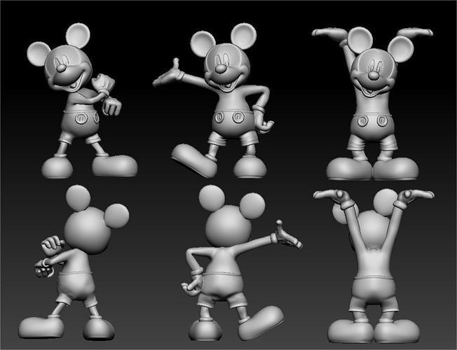 Mickey 3 poses 3D print model