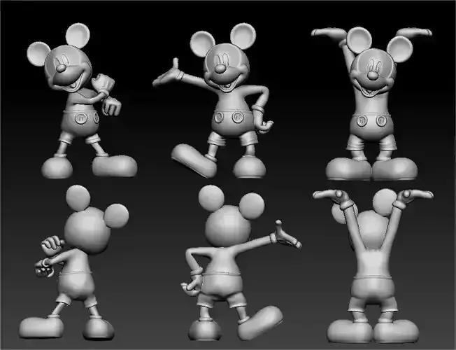 Mickey 3 poses 3D print model