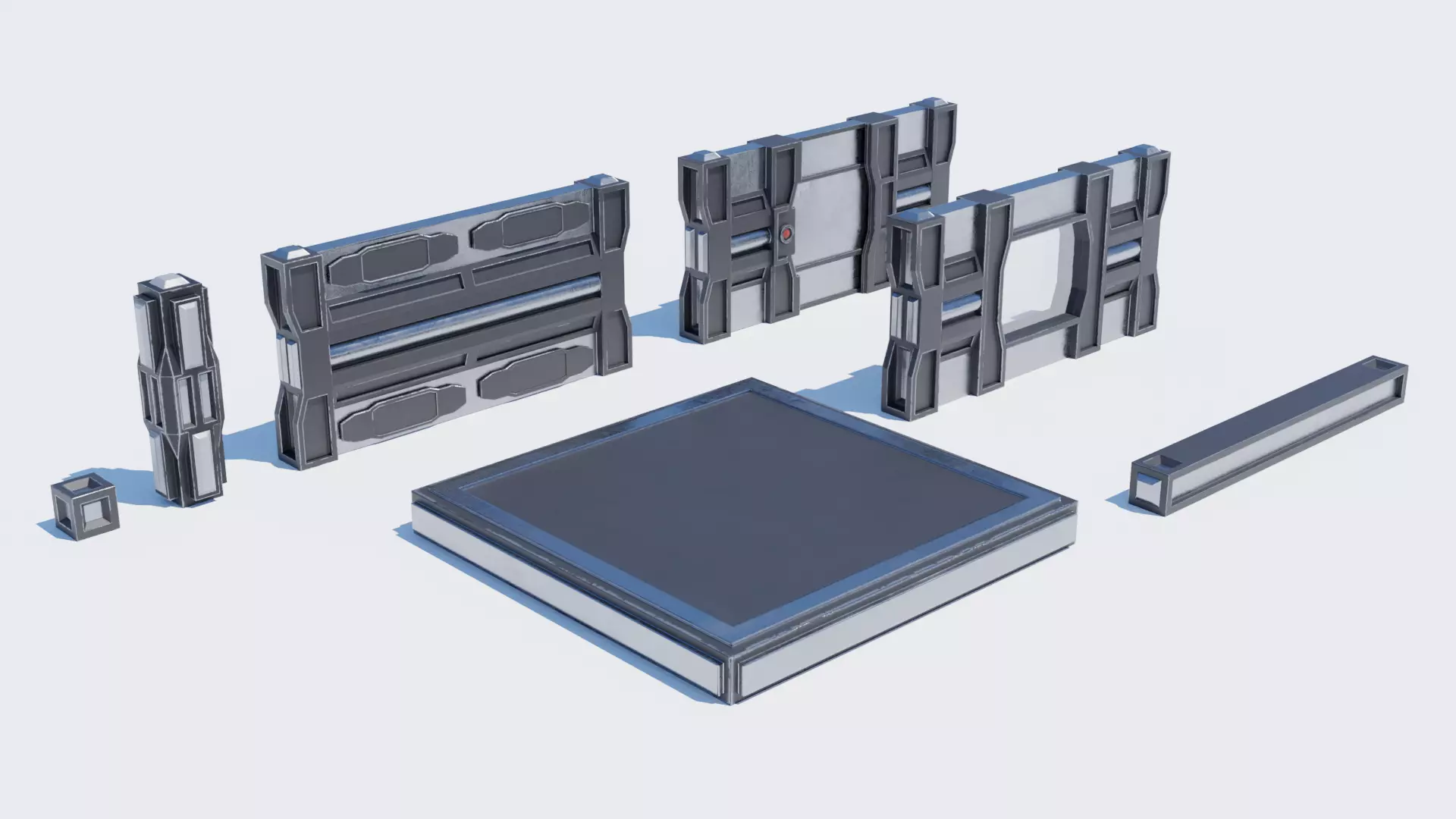 Modular Science-Fiction Exterior Pack Free low-poly 3D model