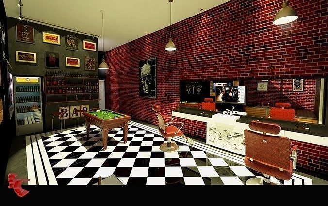 BARBERSHOP barber shop interior design 3D model