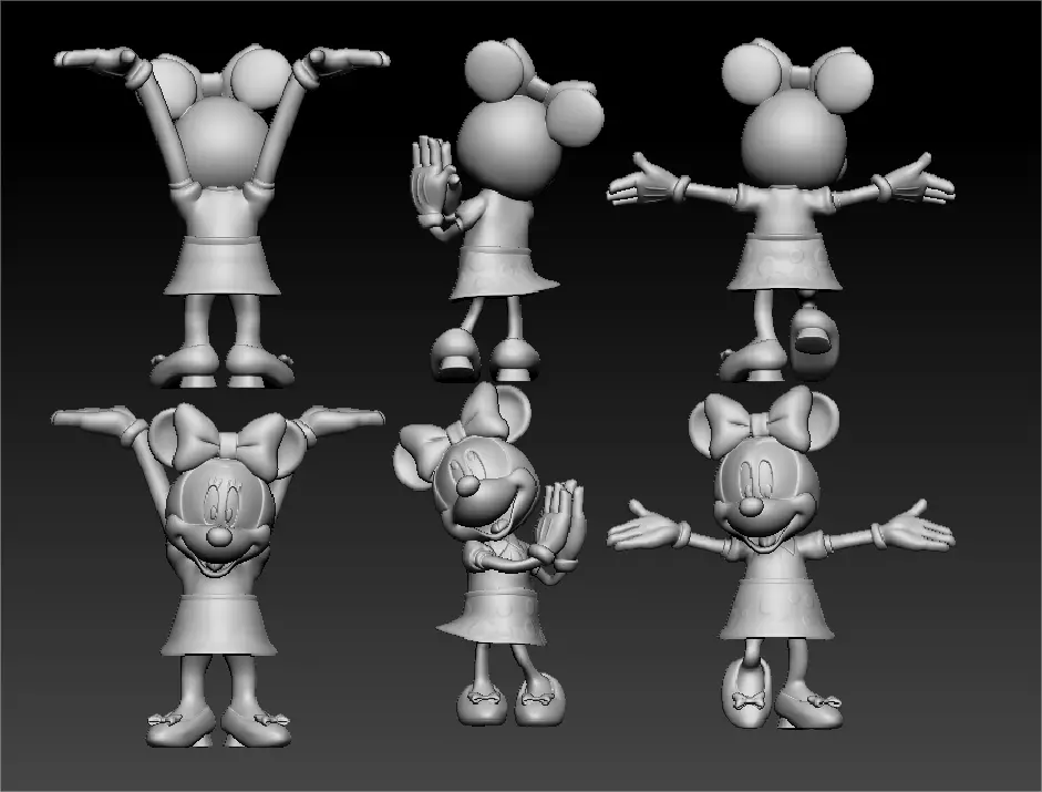 Minnie 3 poses 3D print model_0