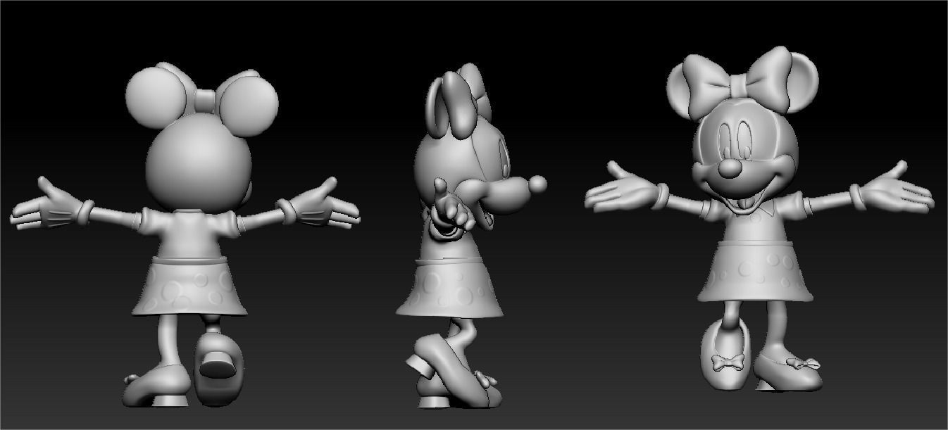 Minnie 3 poses 3D print model_2
