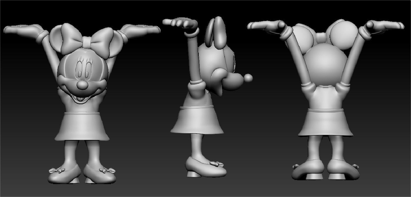 Minnie 3 poses 3D print model_1
