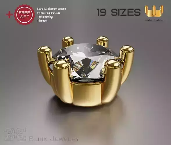 solitaire ring head engagement stud earrings package 3D print model